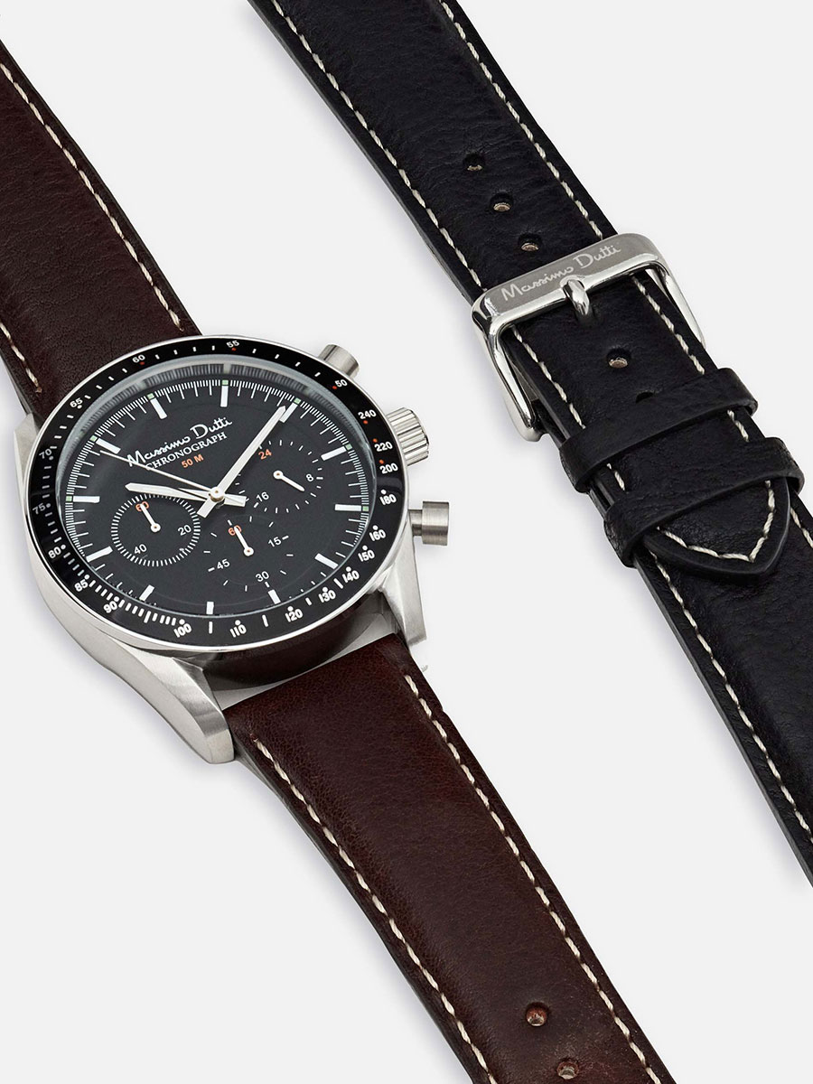 Chonograph Watch with leather belt