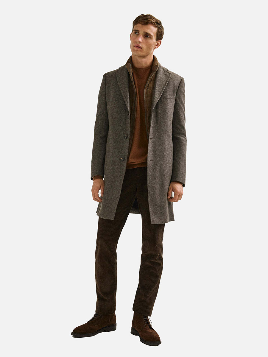 Suede jacket with contrast knit detail