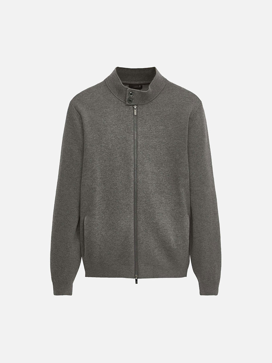 Zipped cotton cardigan