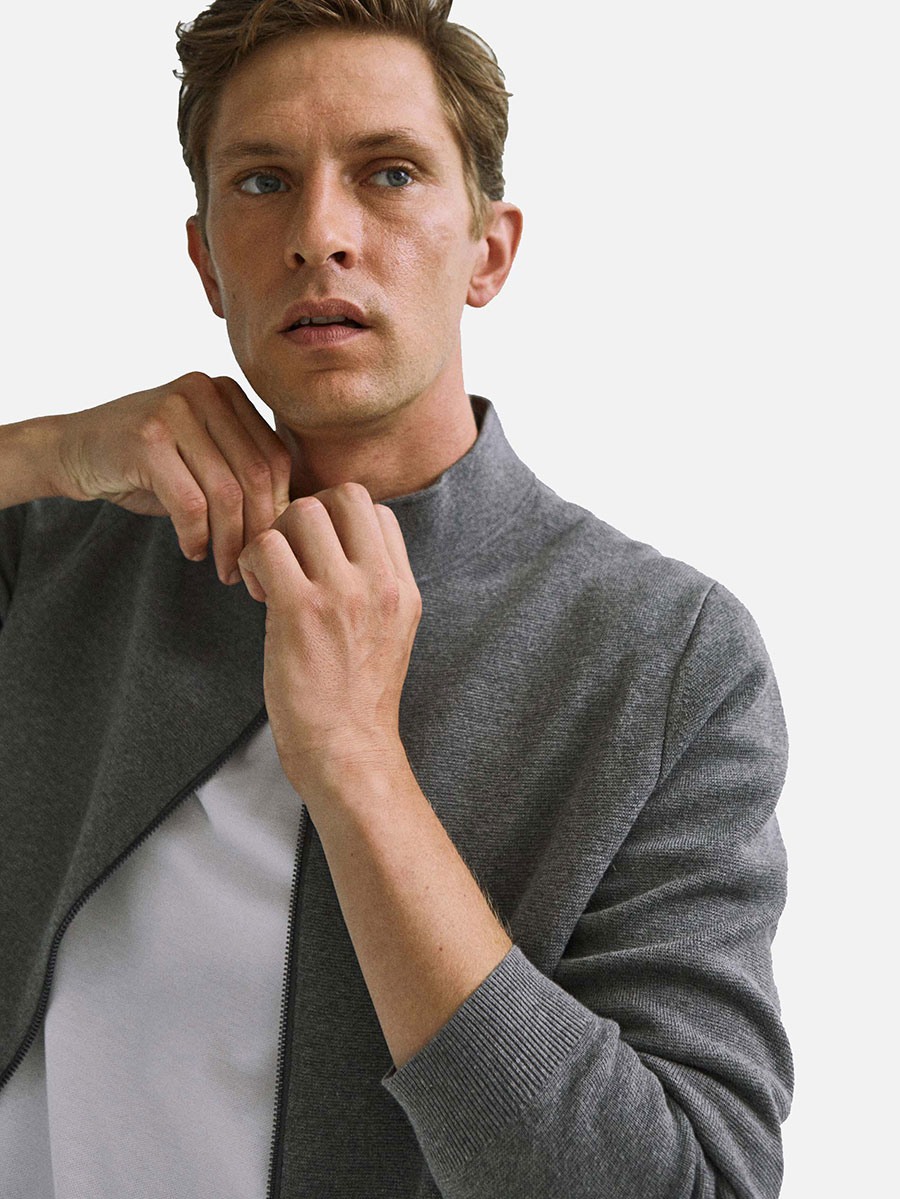 Zipped cotton cardigan