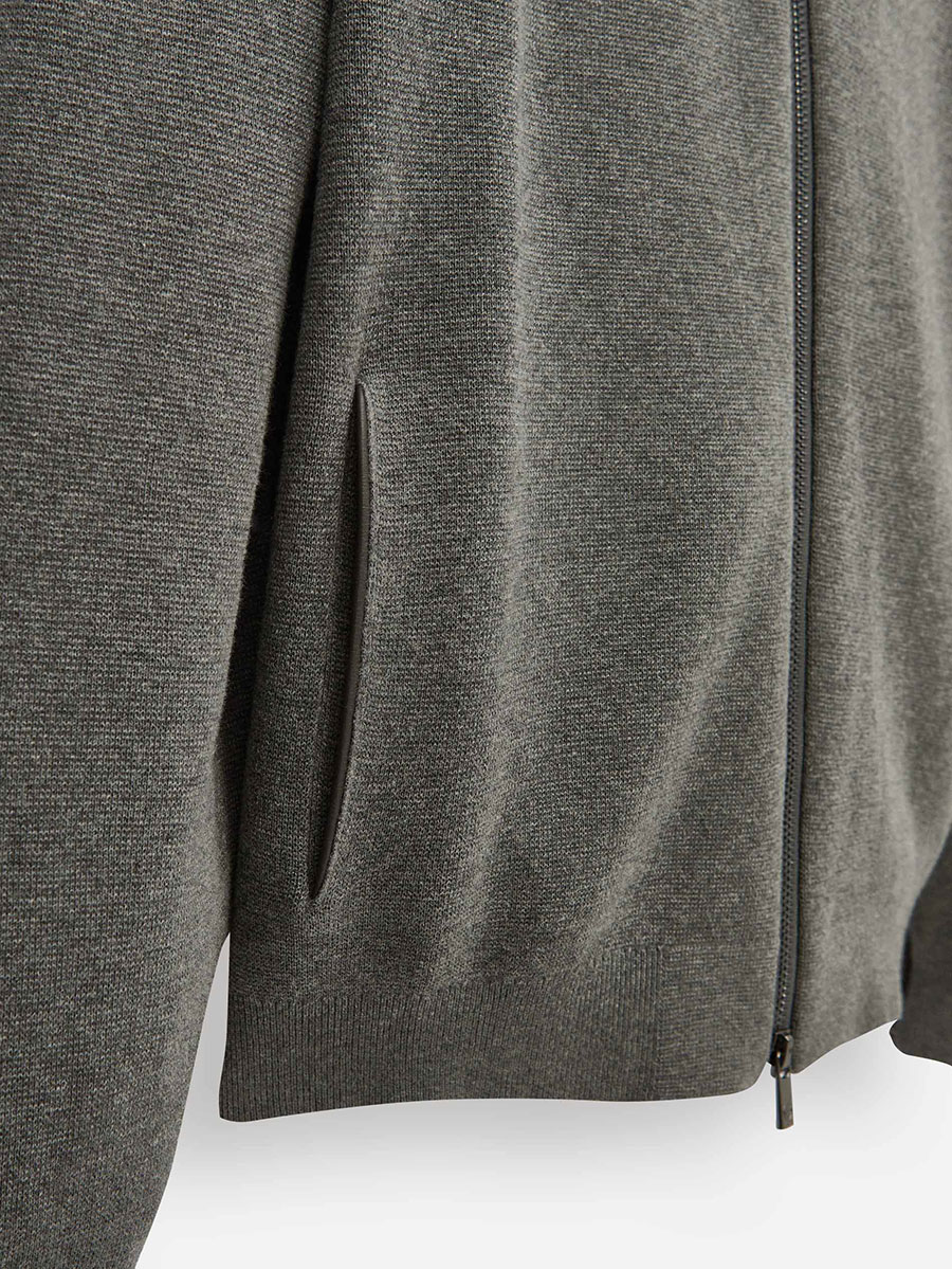 Zipped cotton cardigan