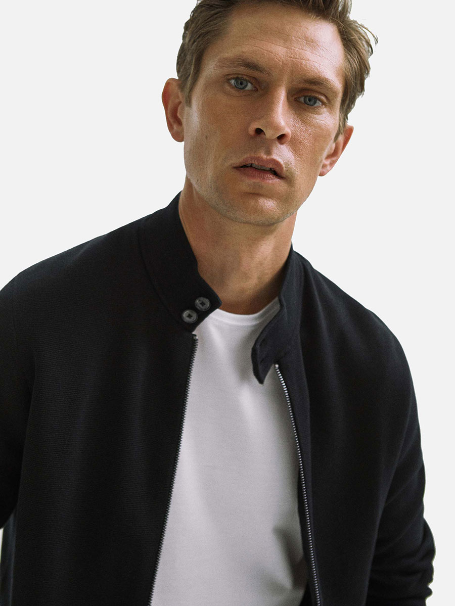 Zipped cotton cardigan