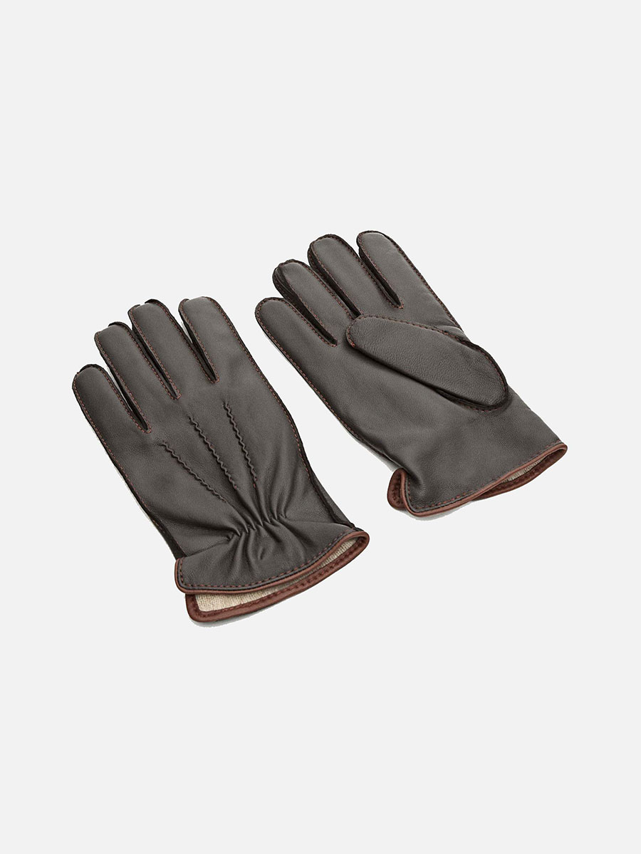 Leather, wool and cashmere gloves