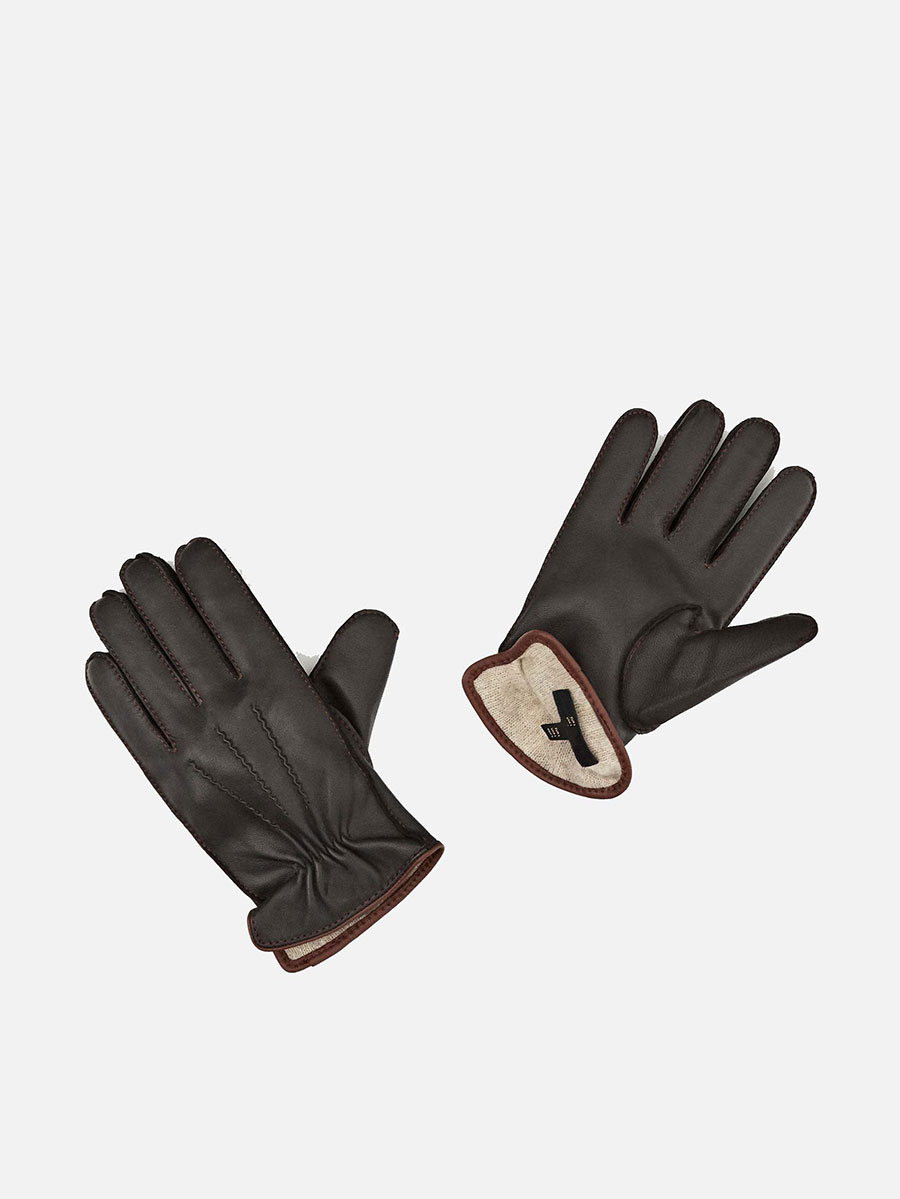 Leather, wool and cashmere gloves
